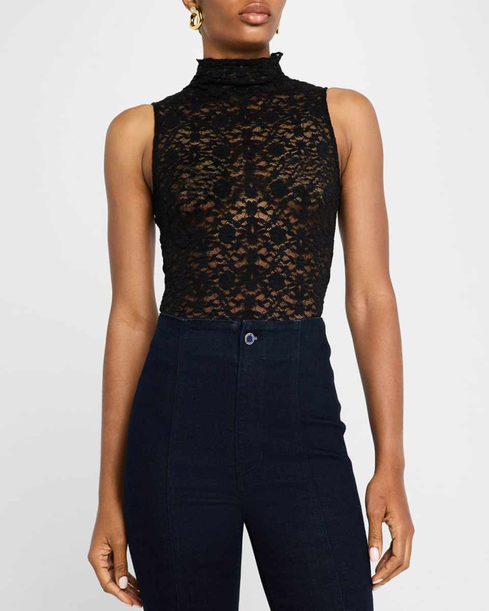 Alora Sleeveless Lace Turtleneck Top